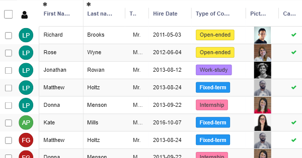 Employee Directory - HR Table Template - RowShare