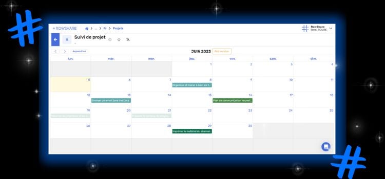 Vue calendrier RowShare